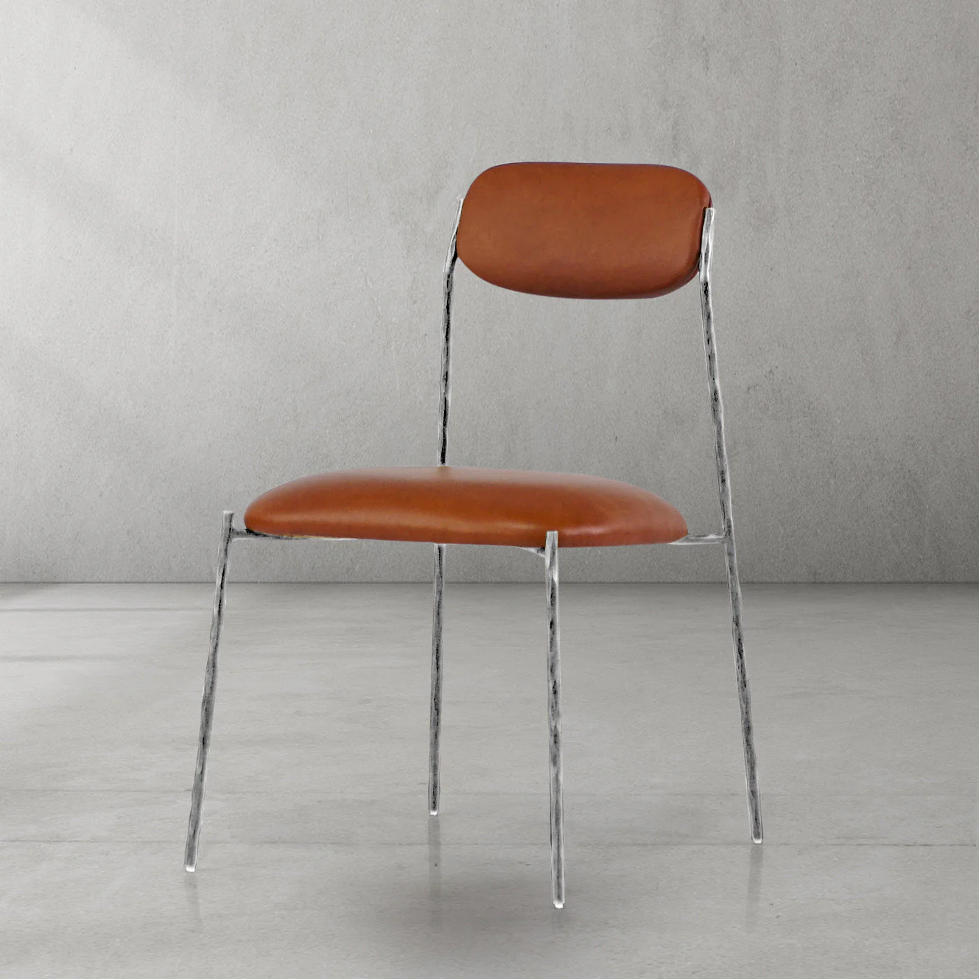 Hand-Forged Metal Genuine Leather Dining Chair - Image 21