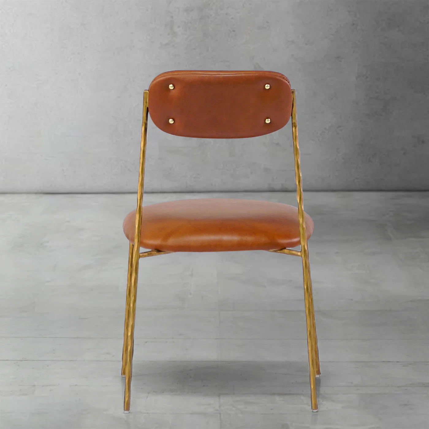 Hand-Forged Metal Genuine Leather Dining Chair - Image 5