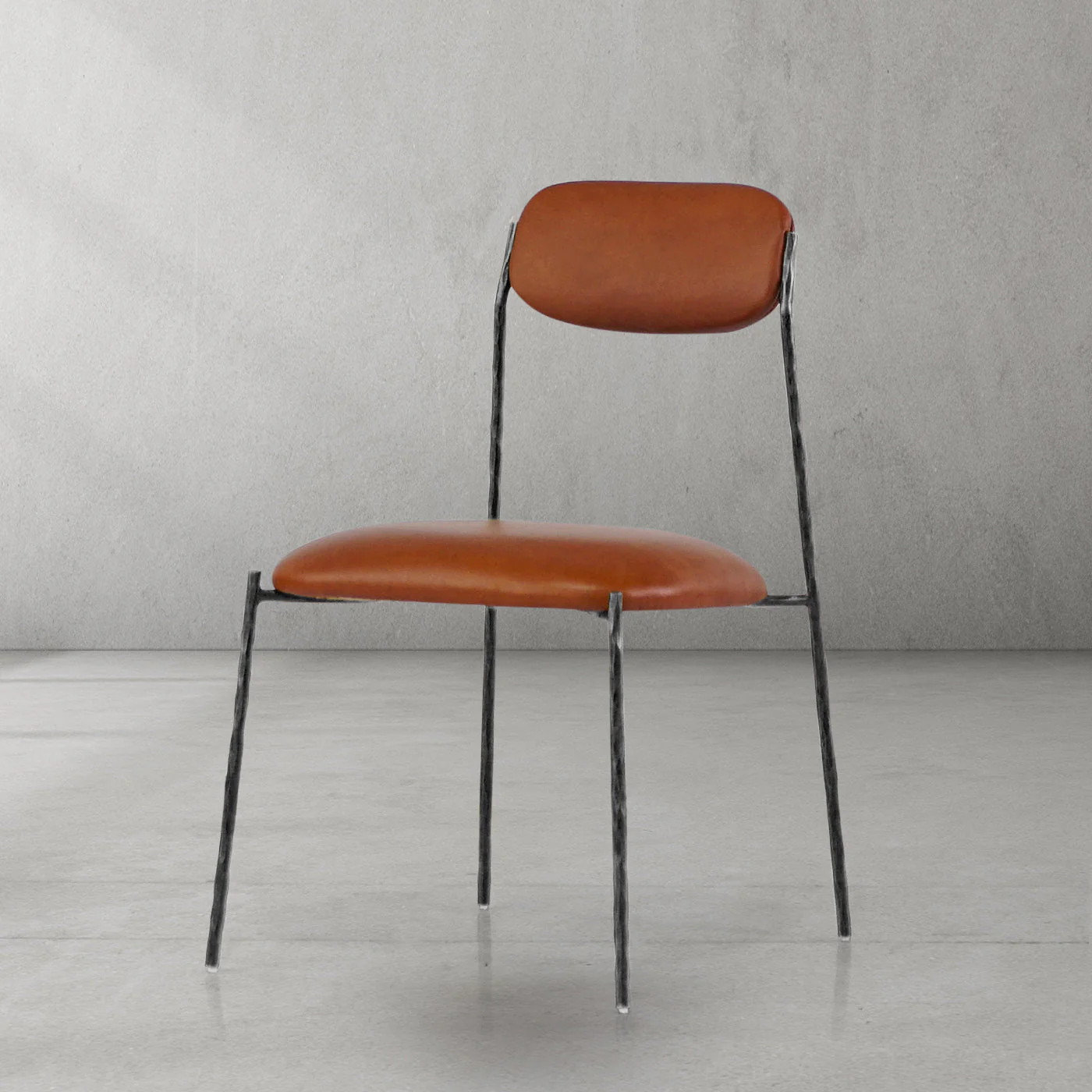 Hand-Forged Metal Genuine Leather Dining Chair - Image 6