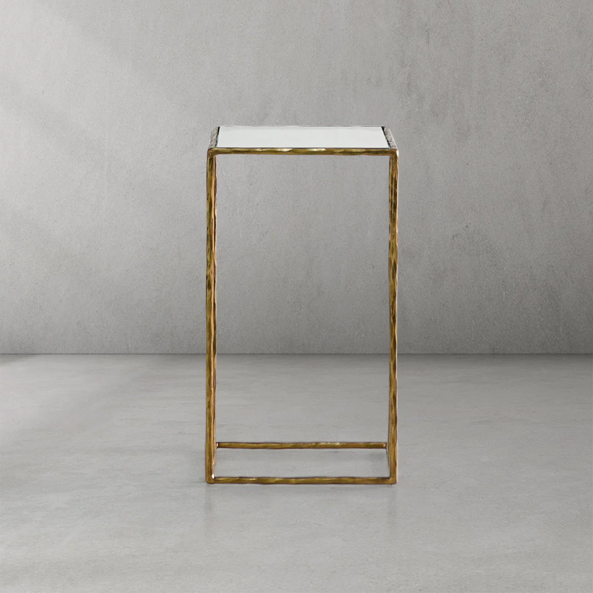 Hand-Forged Metal Glass C-Shaped Side Table - Image 4