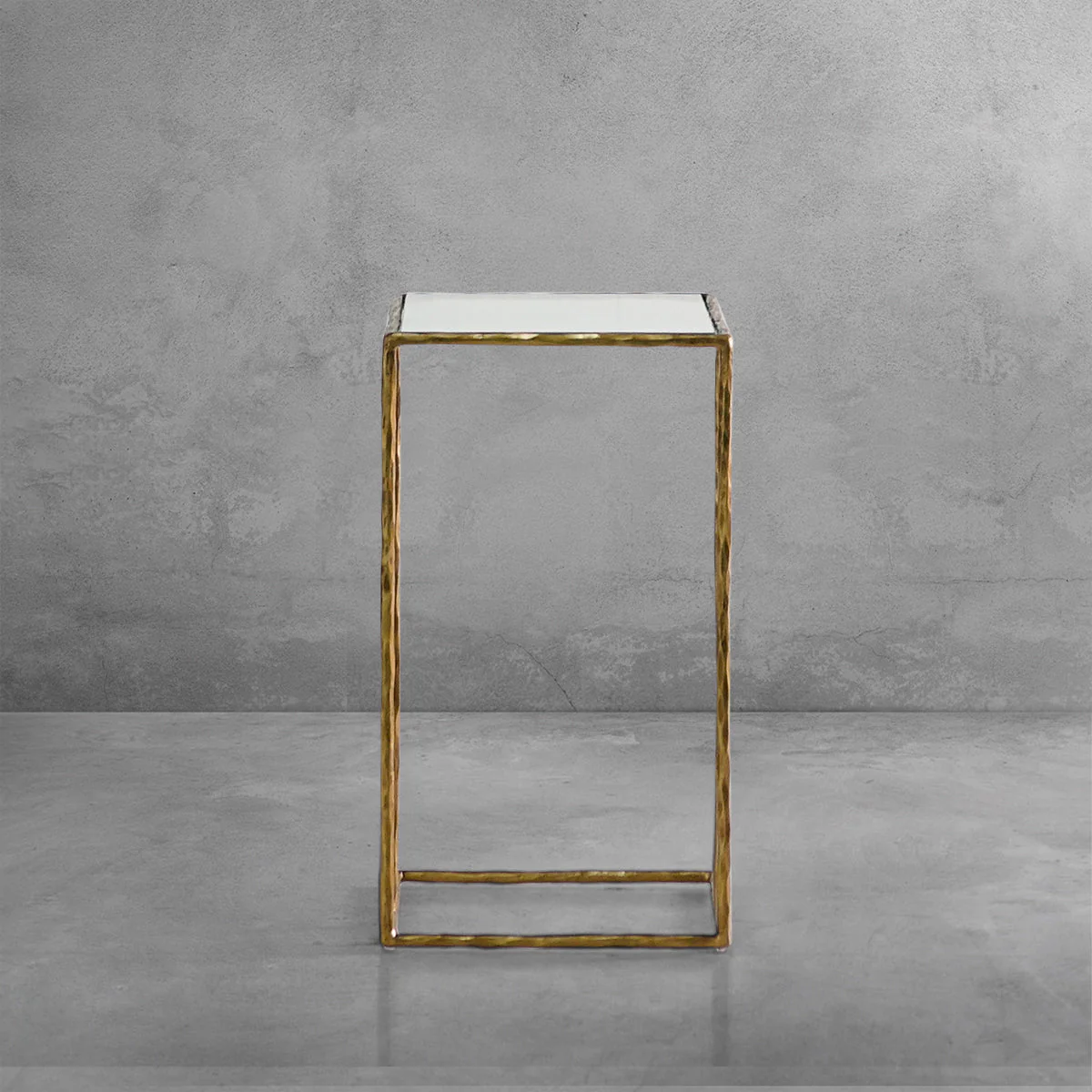 Hand-Forged Metal Glass C-Shaped Side Table - Image 6