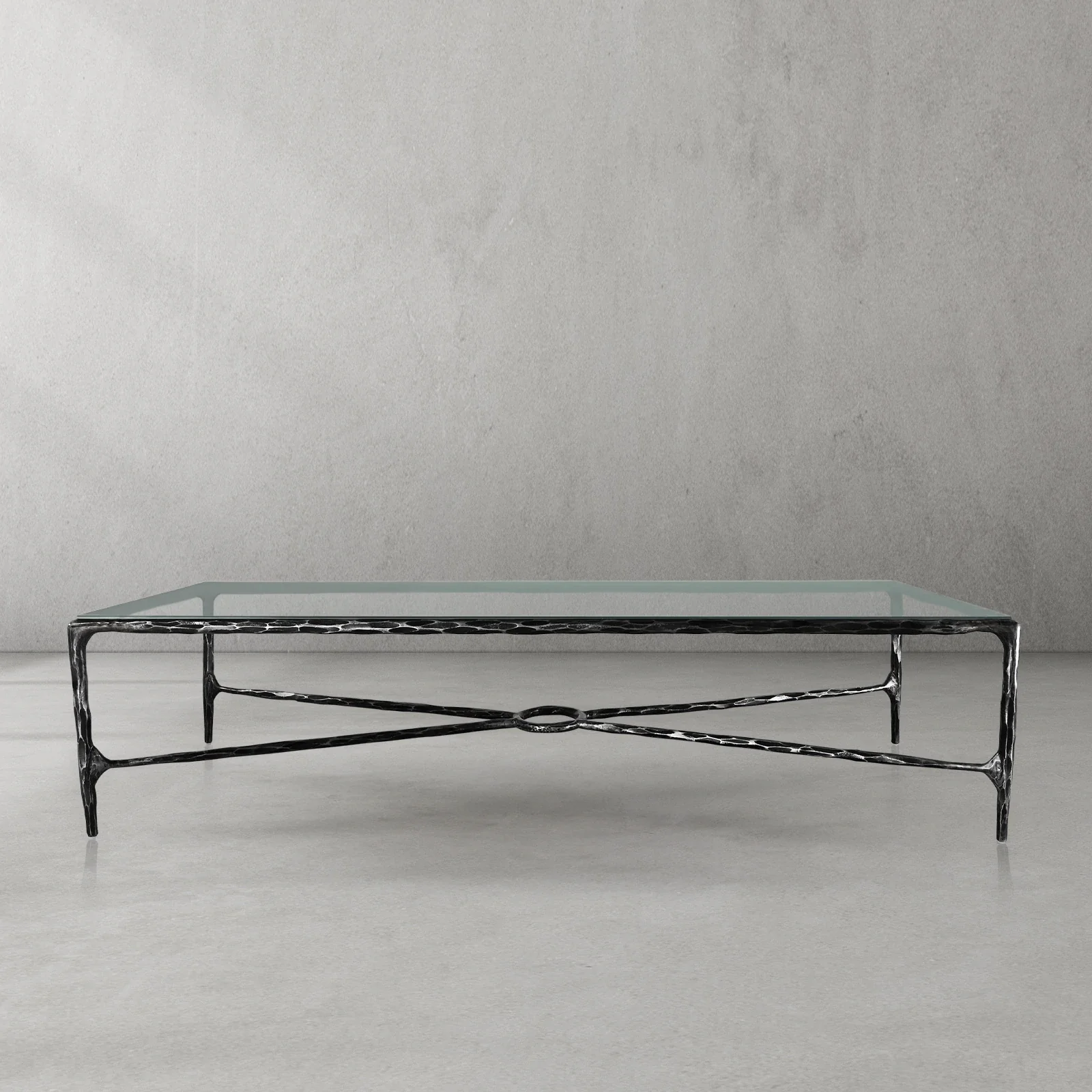 Hand-Forged Metal Rectangle Glass Coffee Table - Image 10