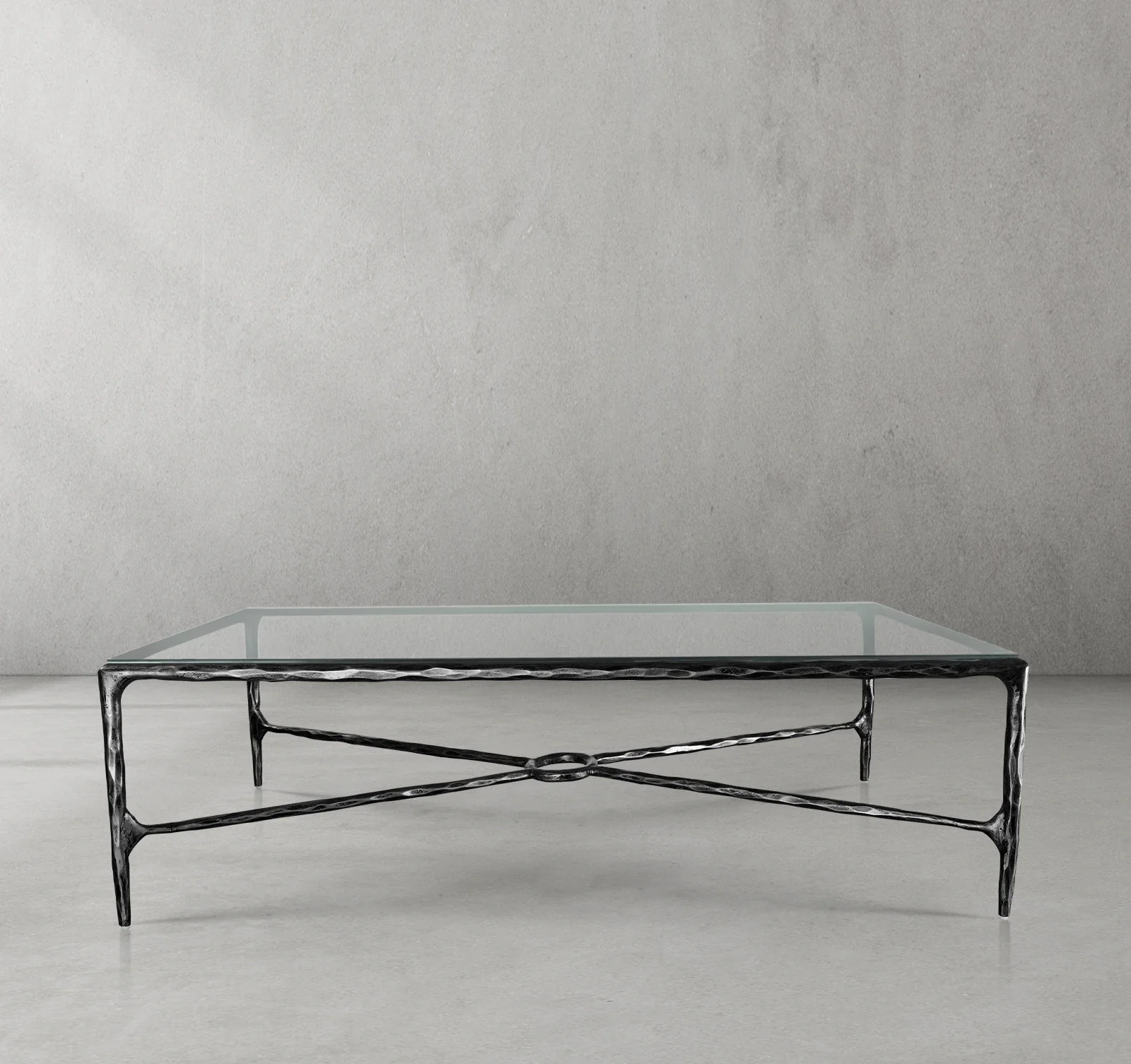 Hand-Forged Metal Rectangle Glass Coffee Table - Image 11
