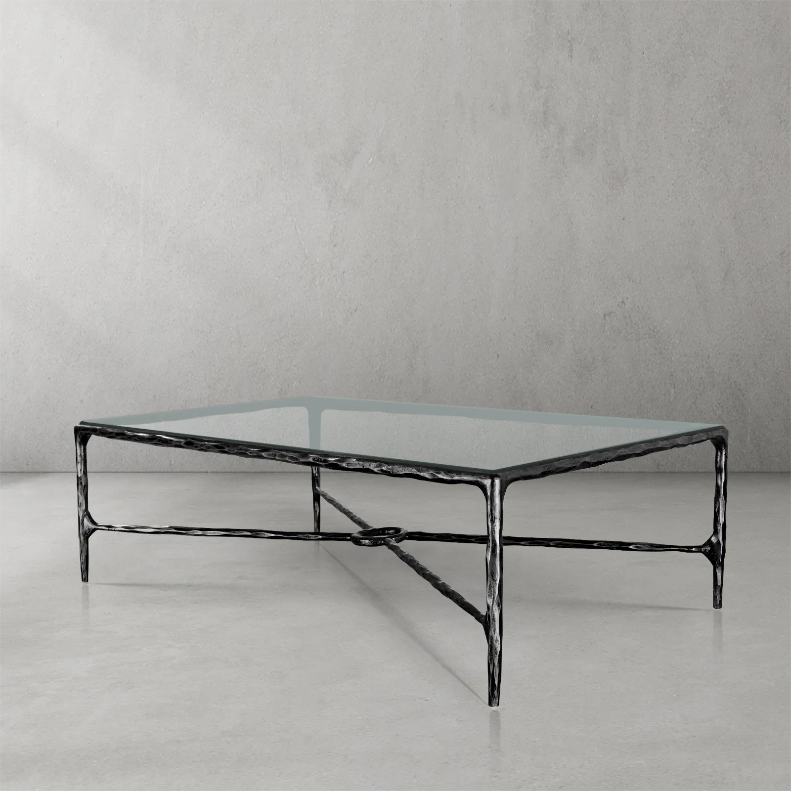 Hand-Forged Metal Rectangle Glass Coffee Table - Image 12