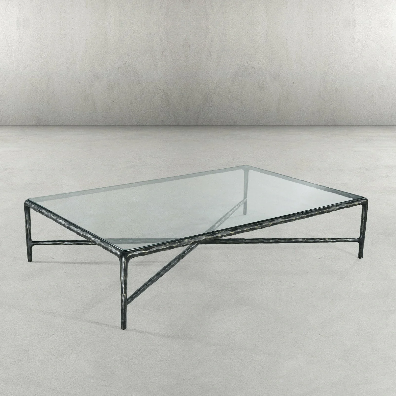 Hand-Forged Metal Rectangle Glass Coffee Table - Image 15