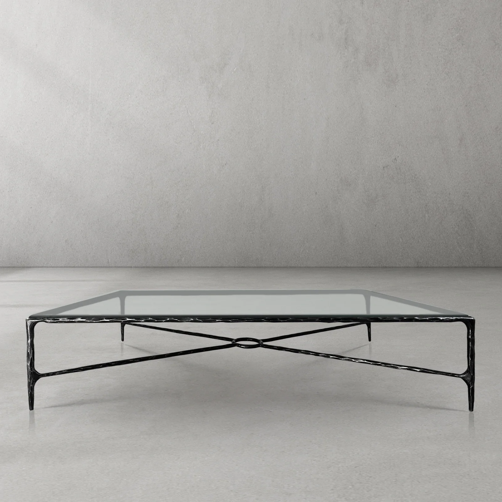 Hand-Forged Metal Rectangle Glass Coffee Table - Image 16