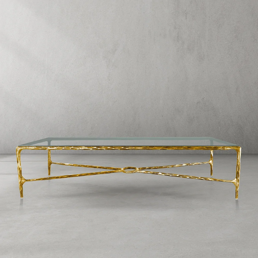Hand-Forged Metal Rectangle Glass Coffee Table - Image 19