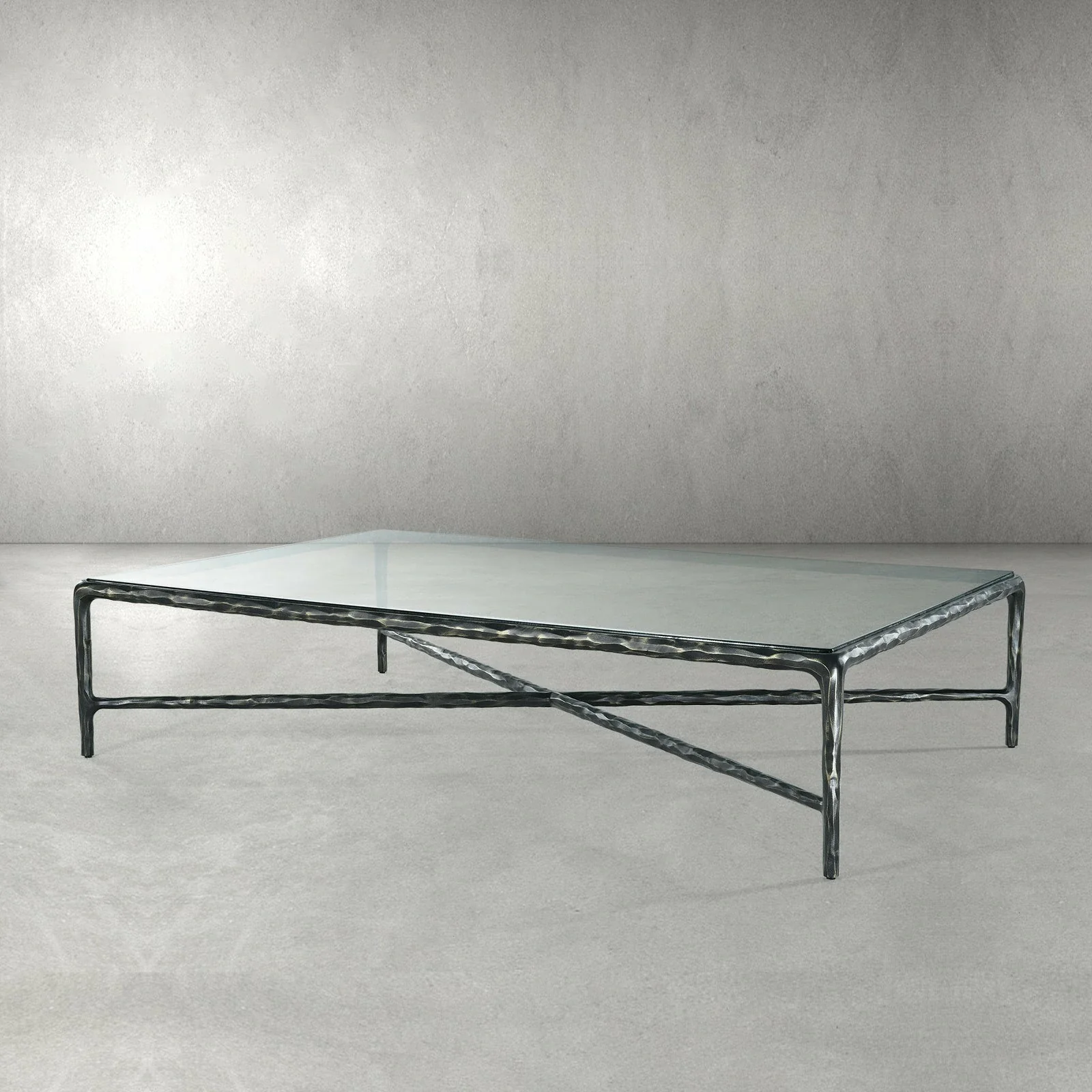 Hand-Forged Metal Rectangle Glass Coffee Table - Image 23