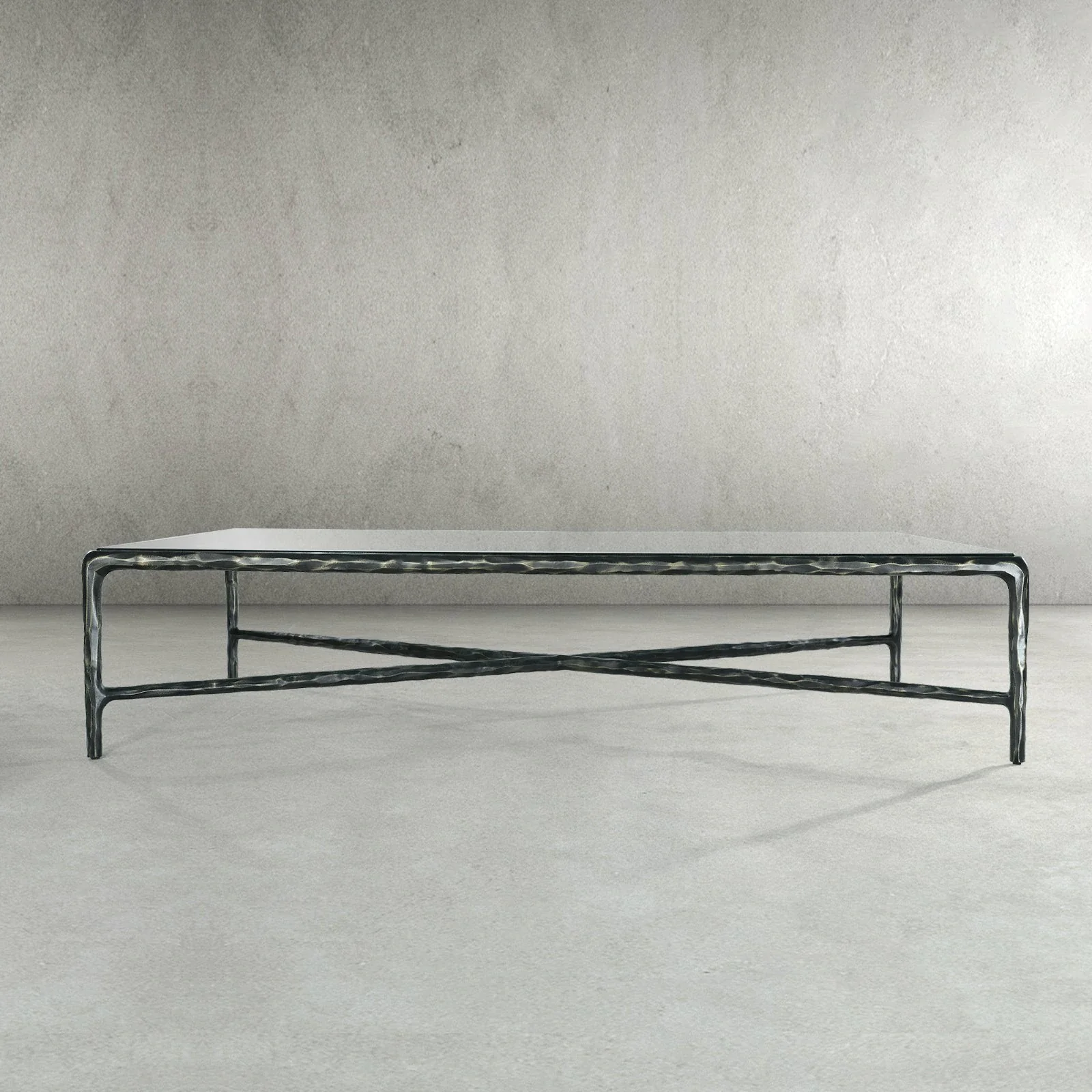 Hand-Forged Metal Rectangle Glass Coffee Table - Image 26