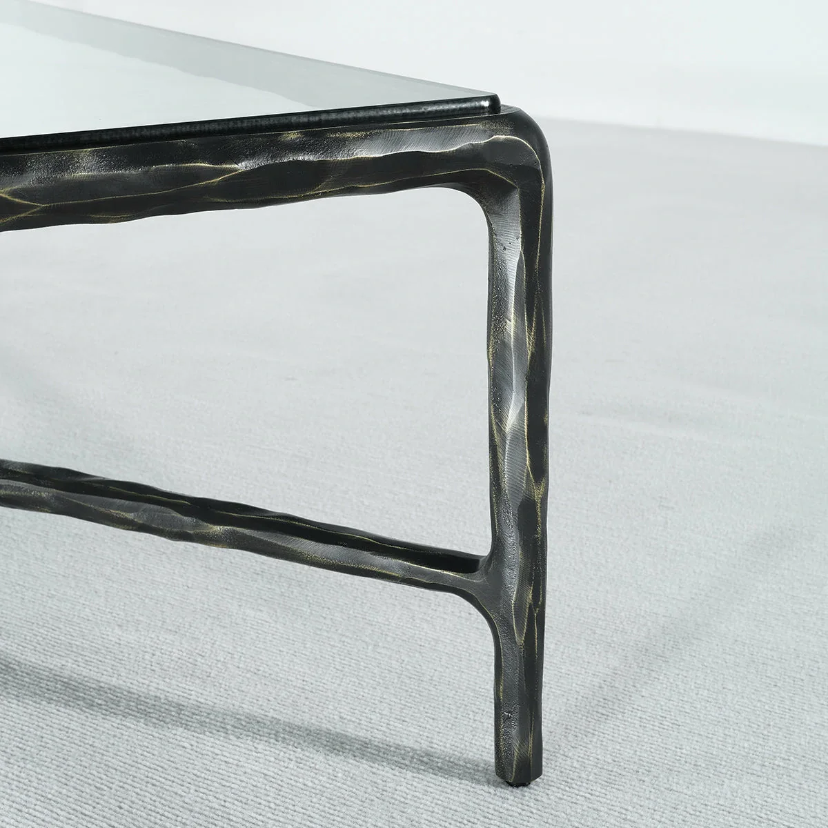 Hand-Forged Metal Rectangle Glass Coffee Table - Image 28