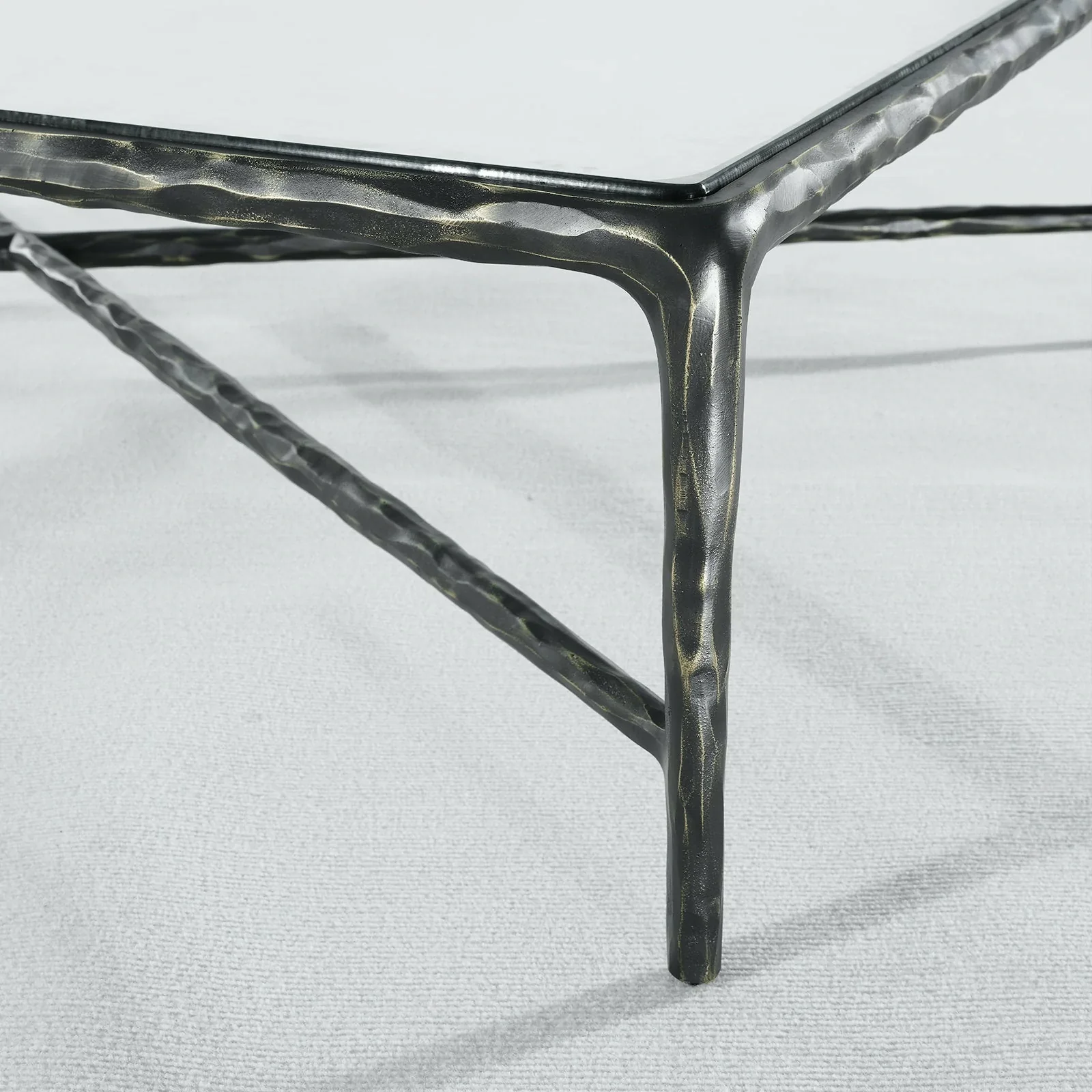 Hand-Forged Metal Rectangle Glass Coffee Table - Image 29