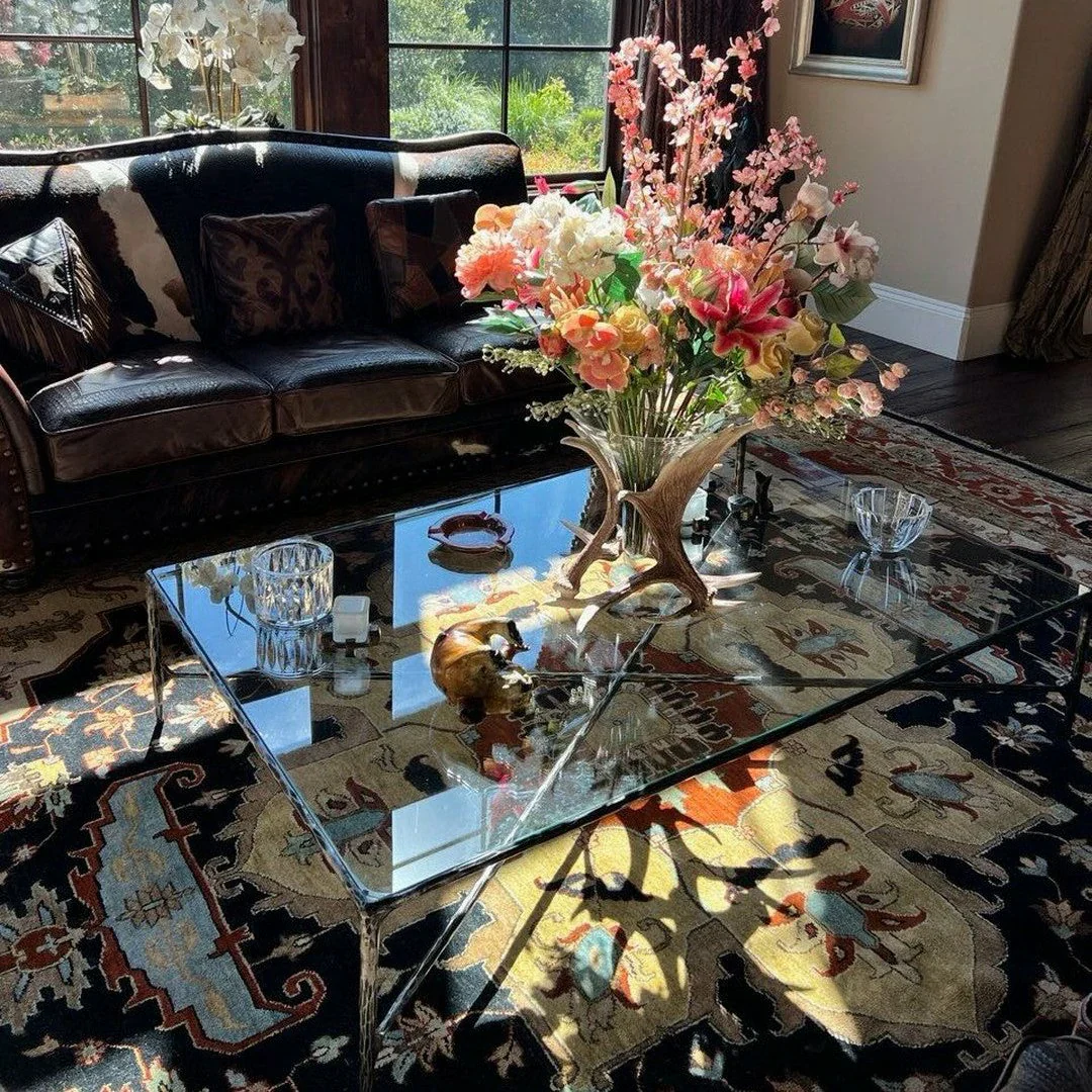 Hand-Forged Metal Rectangle Glass Coffee Table - Image 3