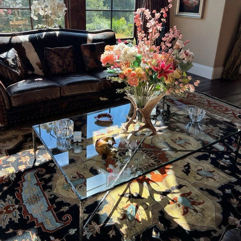 Hand-Forged Metal Rectangle Glass Coffee Table - Image 6