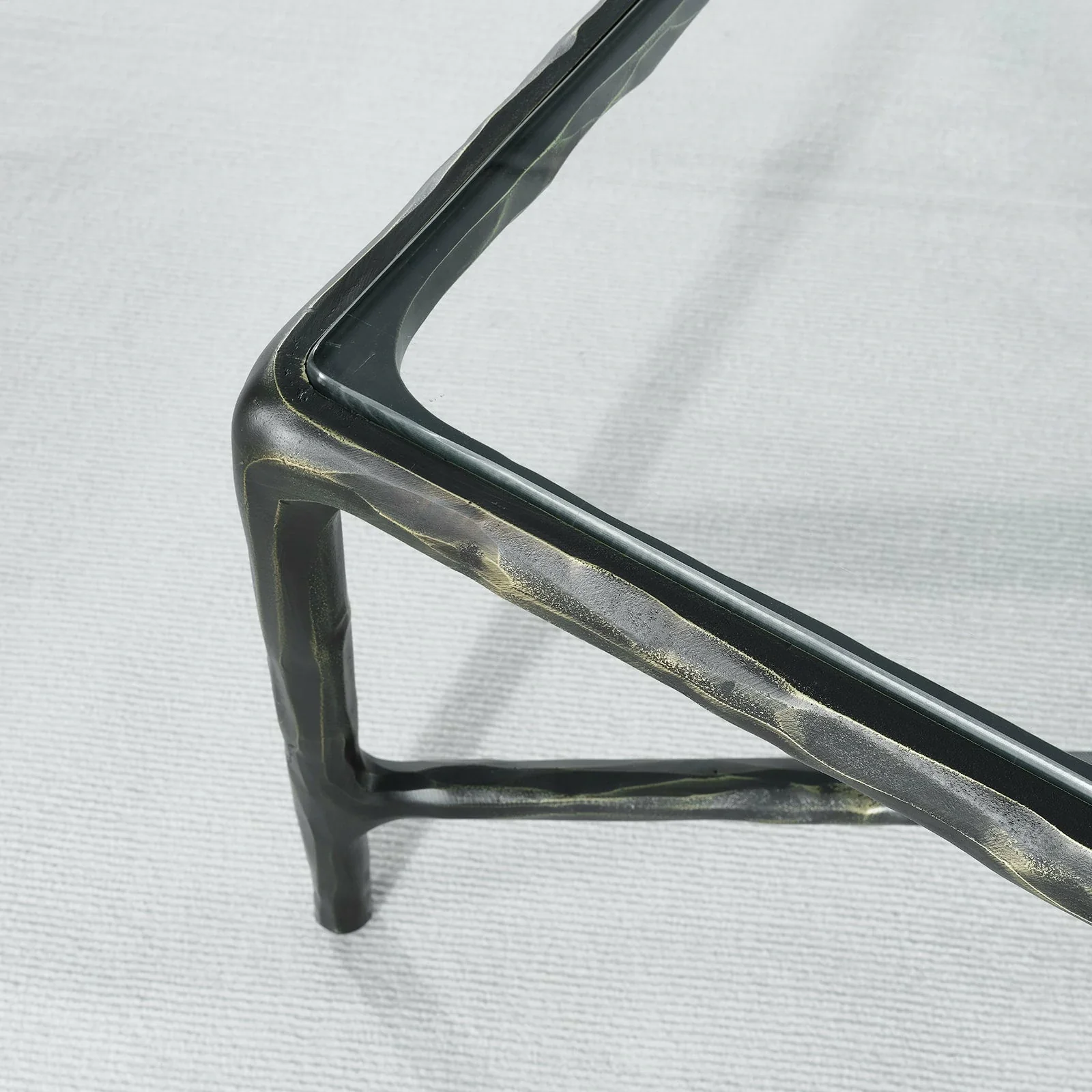 Hand-Forged Metal Rectangle Glass Coffee Table - Image 9