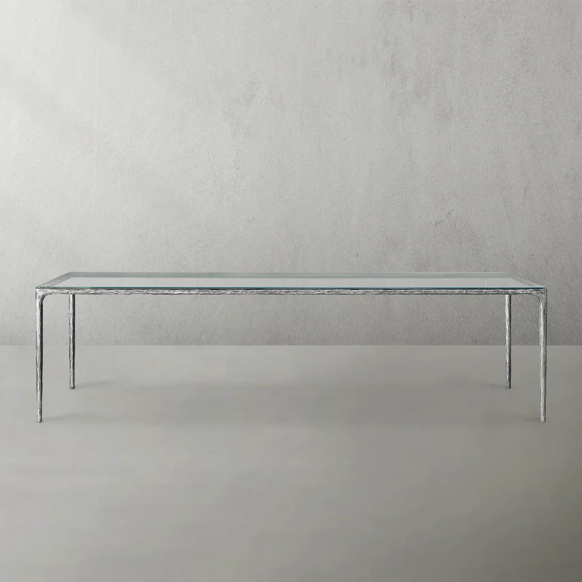 Hand-Forged Metal Glass Rectangular Dining Table - Image 3