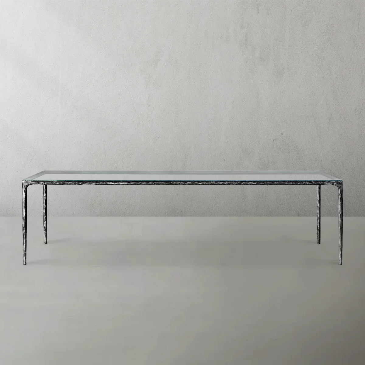 Hand-Forged Metal Glass Rectangular Dining Table - Image 4