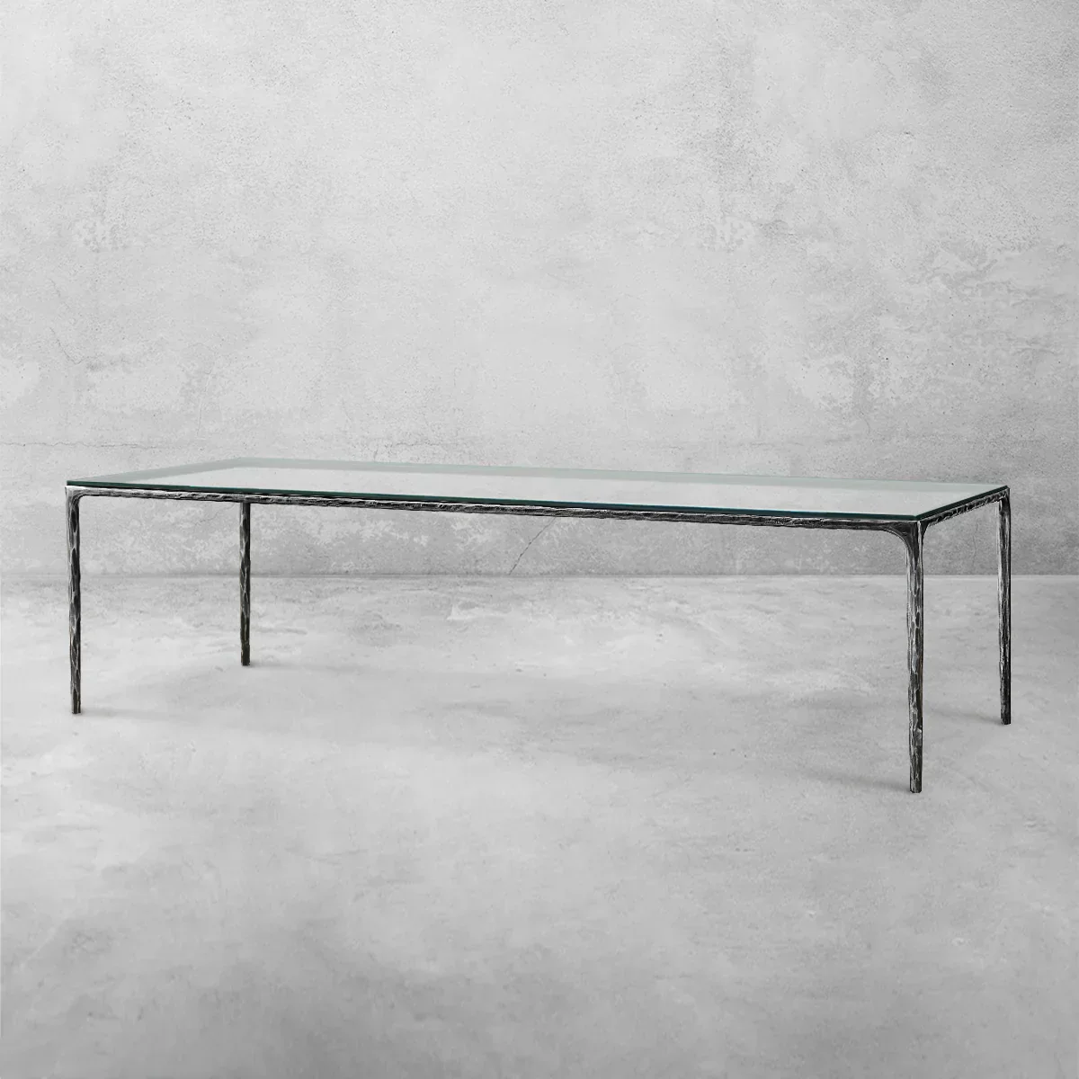 Hand-Forged Metal Glass Rectangular Dining Table - Image 6