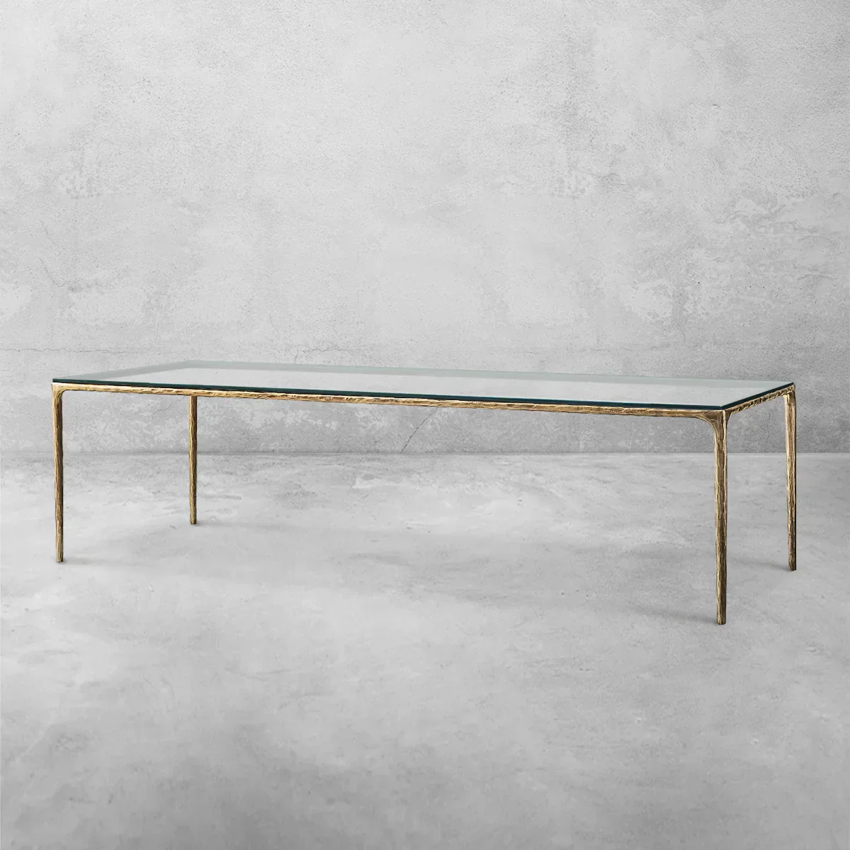 Hand-Forged Metal Glass Rectangular Dining Table - Image 7