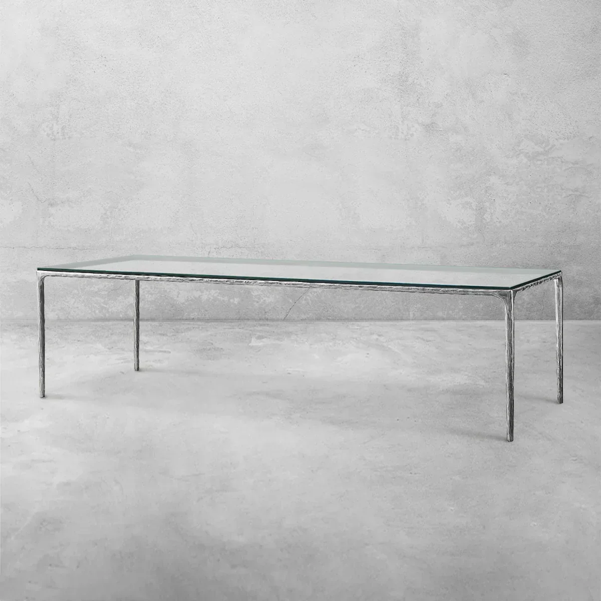 Hand-Forged Metal Glass Rectangular Dining Table - Image 9