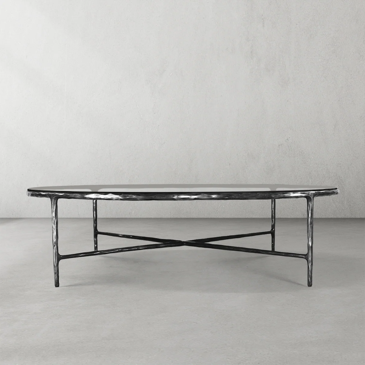 Hand-Forged Metal Glass Round Coffee Table 36" 55" - Image 11