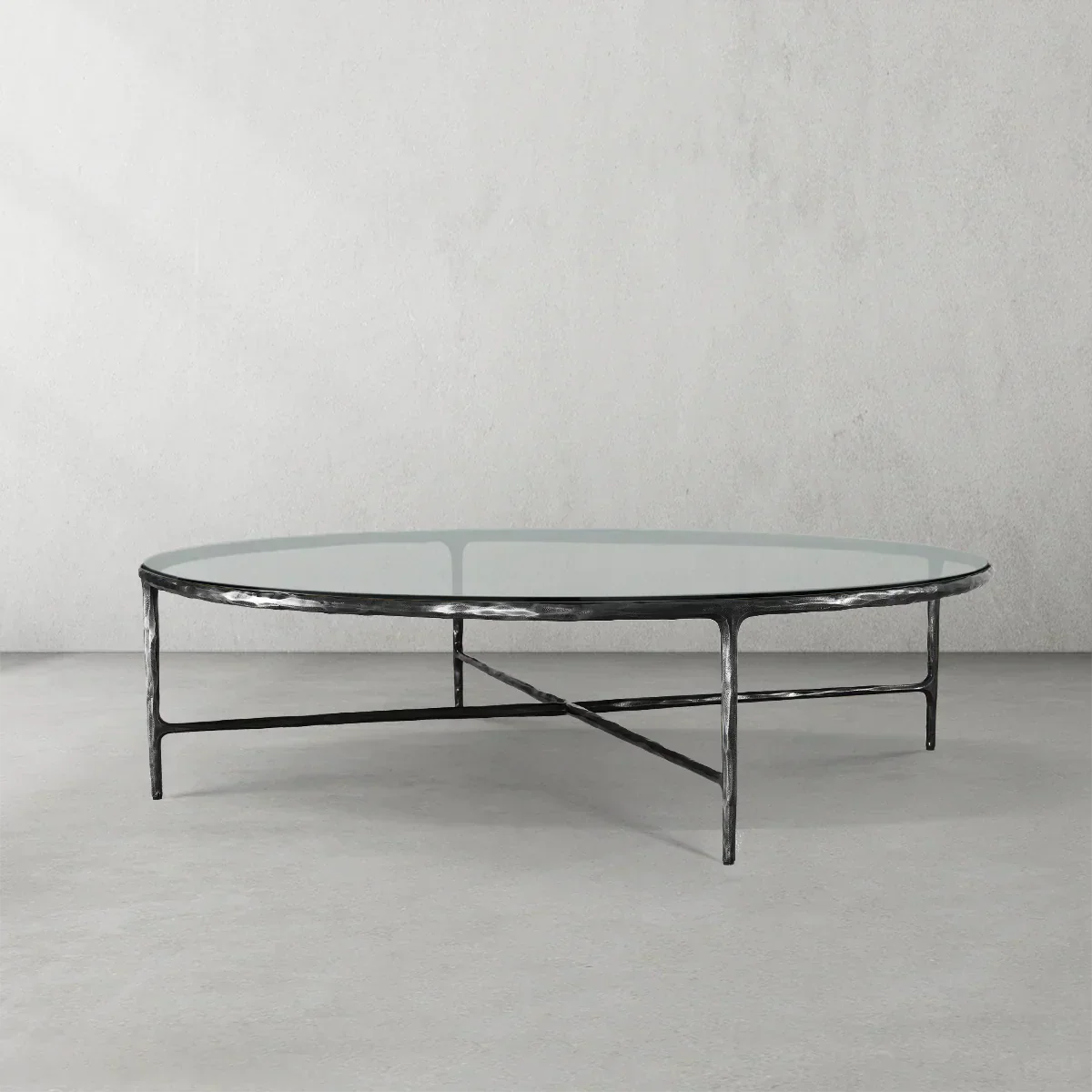 Hand-Forged Metal Glass Round Coffee Table 36" 55" - Image 14