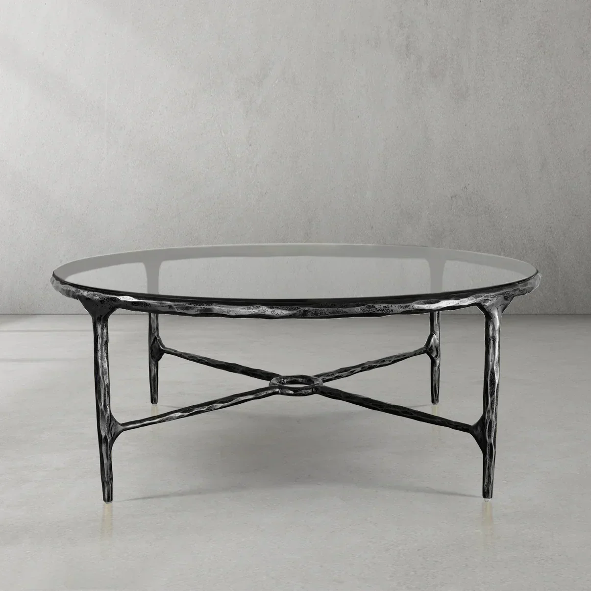Hand-Forged Metal Glass Round Coffee Table 36" 55" - Image 15