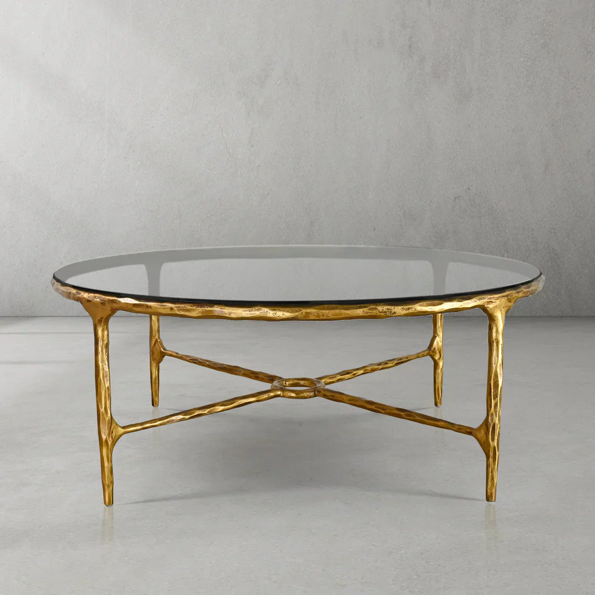Hand-Forged Metal Glass Round Coffee Table 36" 55" - Image 3