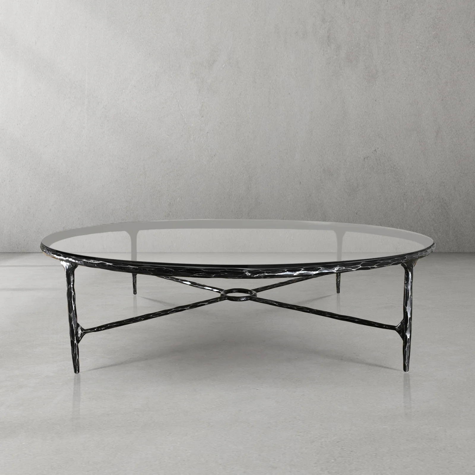 Hand-Forged Metal Glass Round Coffee Table 36" 55" - Image 9