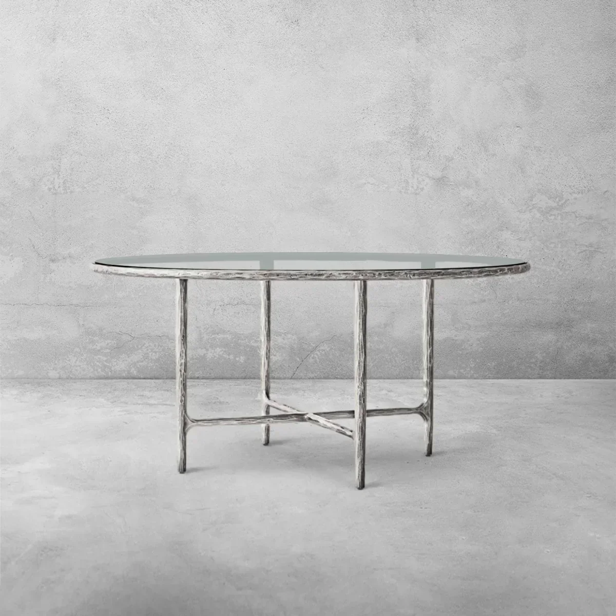 Hand-Forged Metal Glass Round Dining Table - Image 3