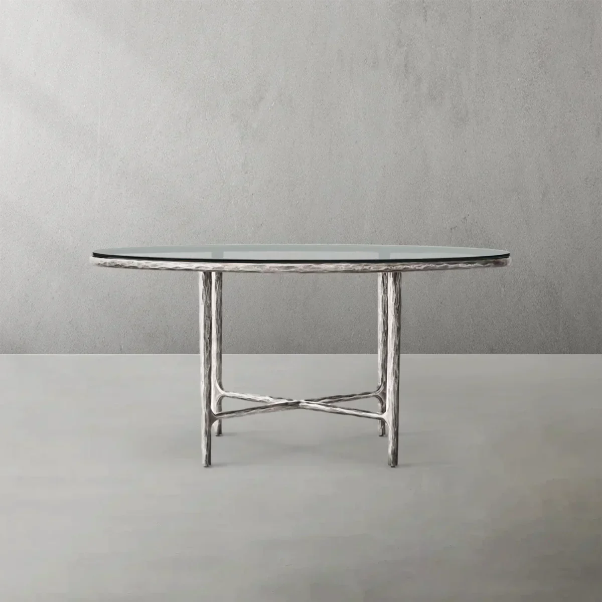 Hand-Forged Metal Glass Round Dining Table - Image 4