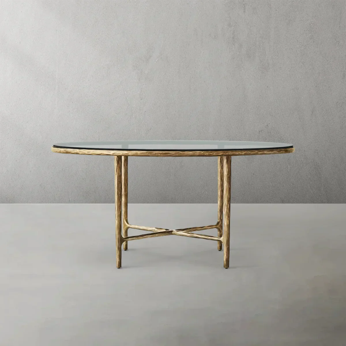 Hand-Forged Metal Glass Round Dining Table - Image 6