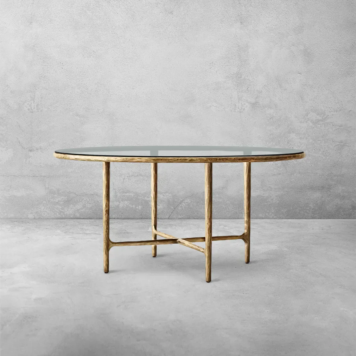 Hand-Forged Metal Glass Round Dining Table - Image 7