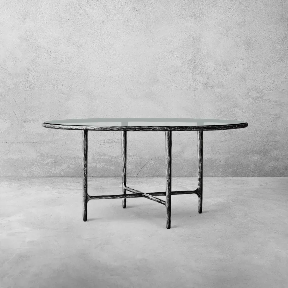 Hand-Forged Metal Glass Round Dining Table - Image 8