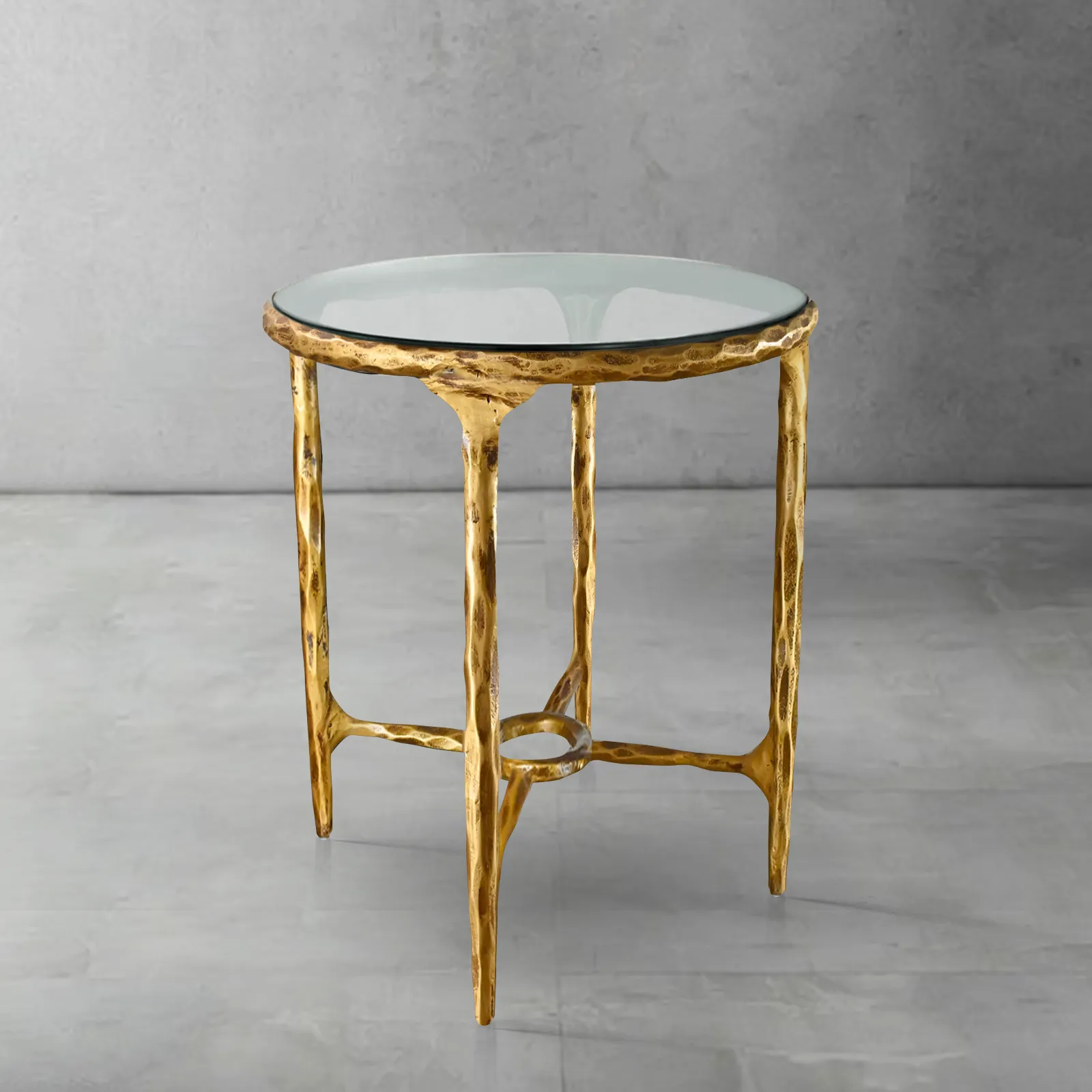 Hand-Forged Metal Glass Round Side Table 18" 22" - Image 15