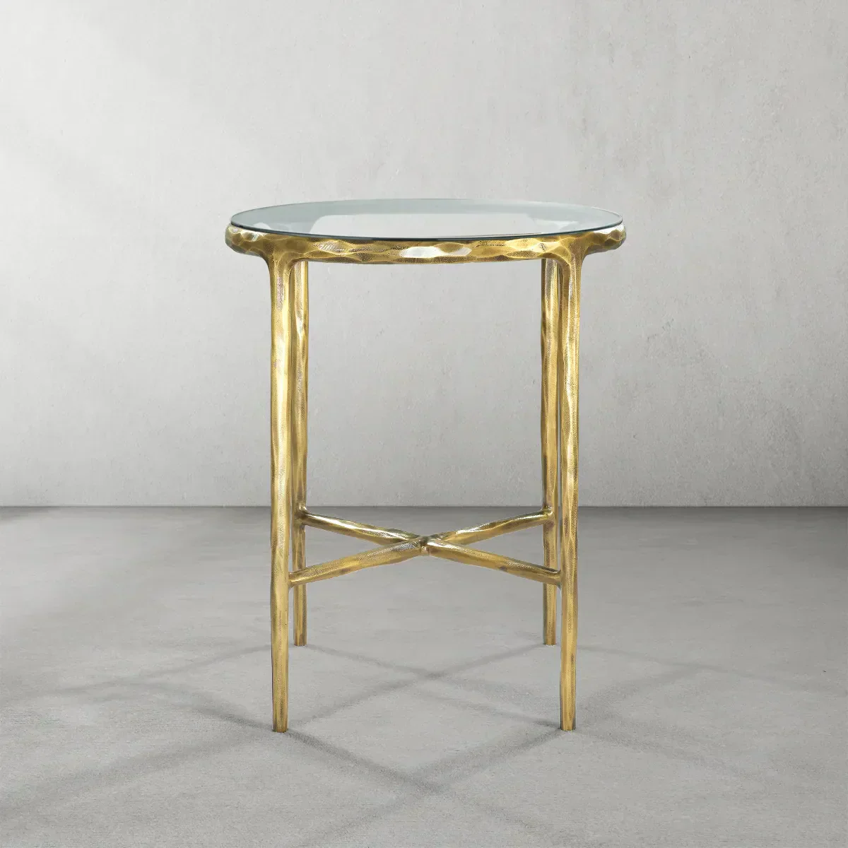 Hand-Forged Metal Glass Round Side Table 18" 22" - Image 16