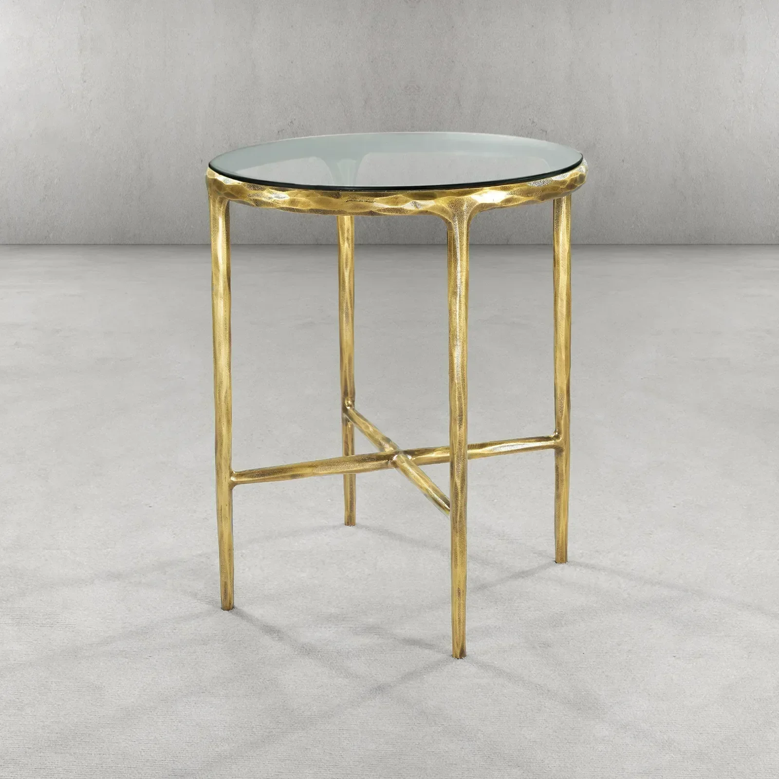 Hand-Forged Metal Glass Round Side Table 18" 22" - Image 8