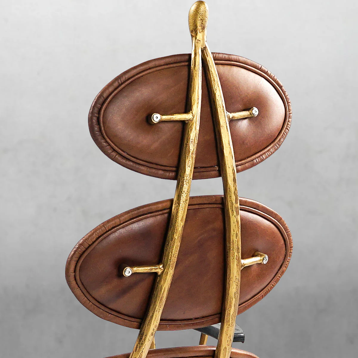 Hand-Forged Metal High Back Brown Leather Lounge Accent Chair - Image 9