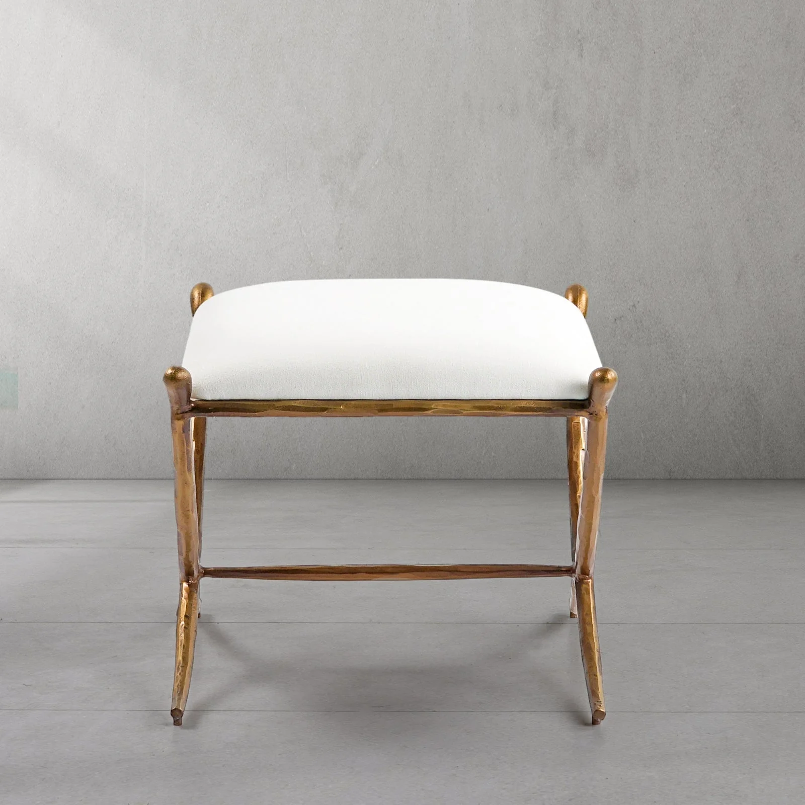 Hand-Forged Metal Horn Fabric Base Stool - Image 11