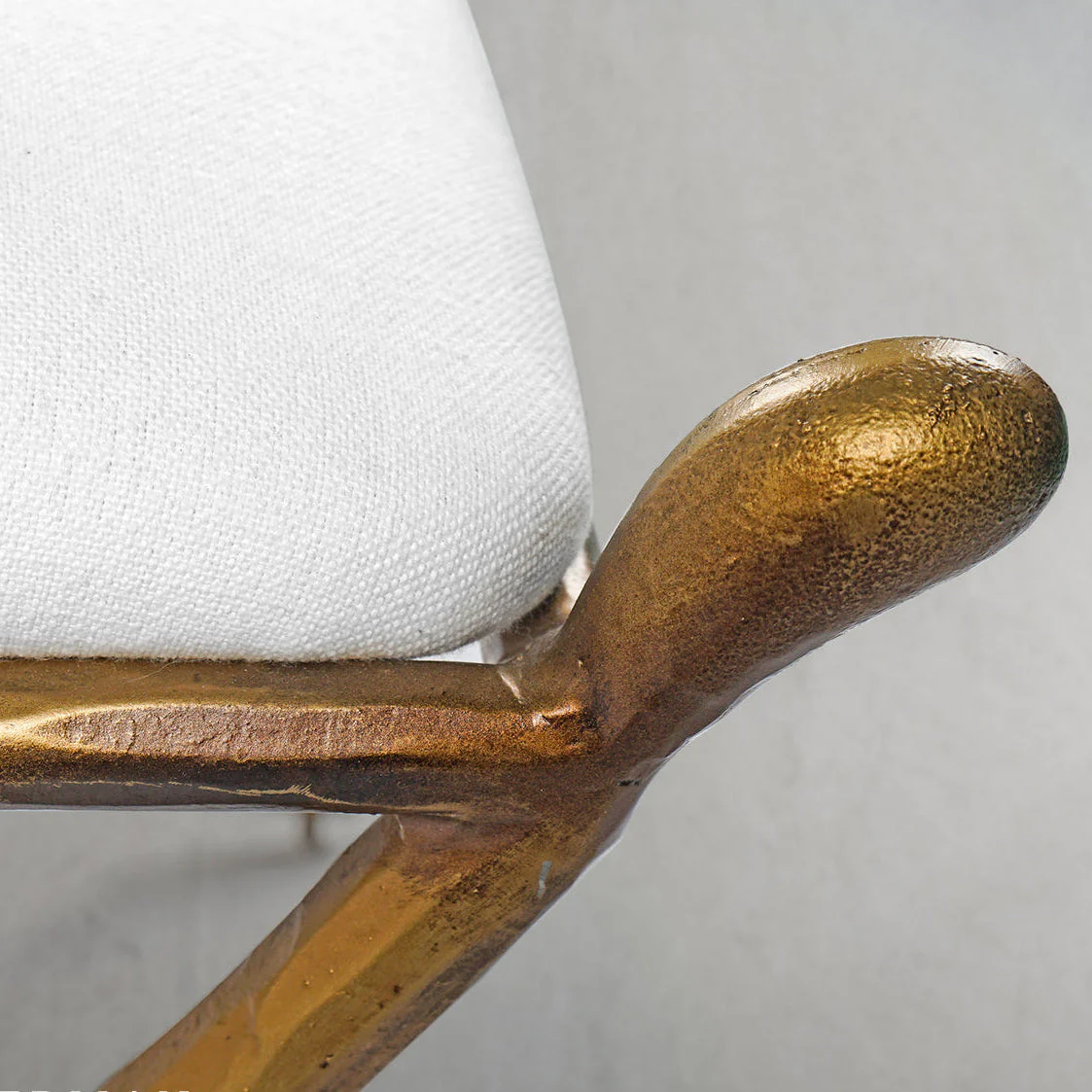 Hand-Forged Metal Horn Fabric Base Stool - Image 12