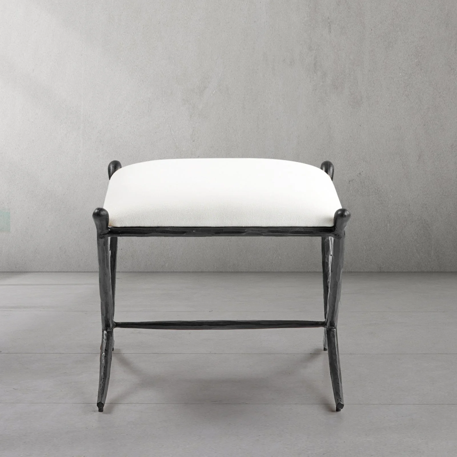 Hand-Forged Metal Horn Fabric Base Stool - Image 19