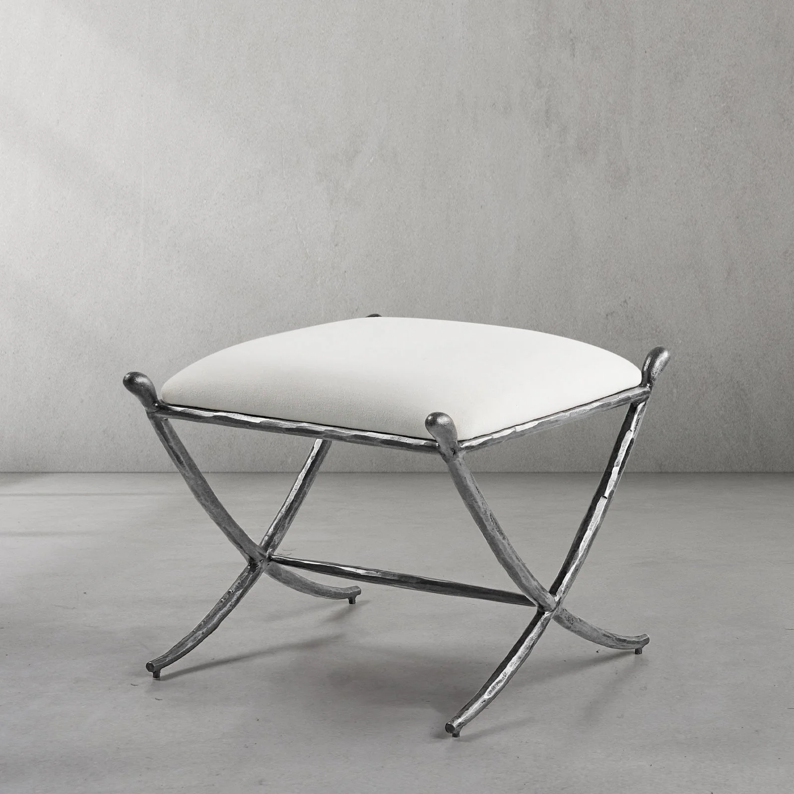 Hand-Forged Metal Horn Fabric Base Stool - Image 22