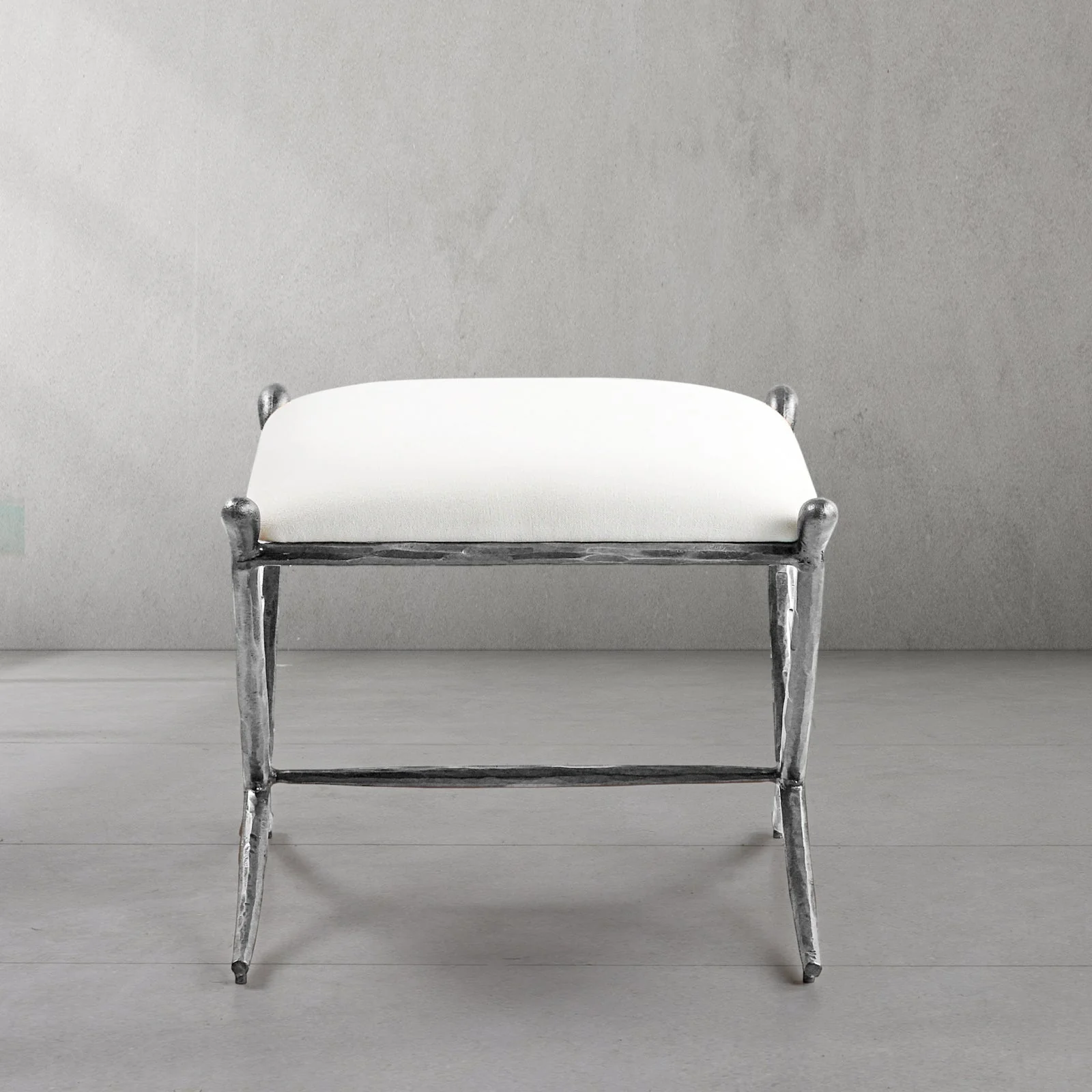 Hand-Forged Metal Horn Fabric Base Stool - Image 23