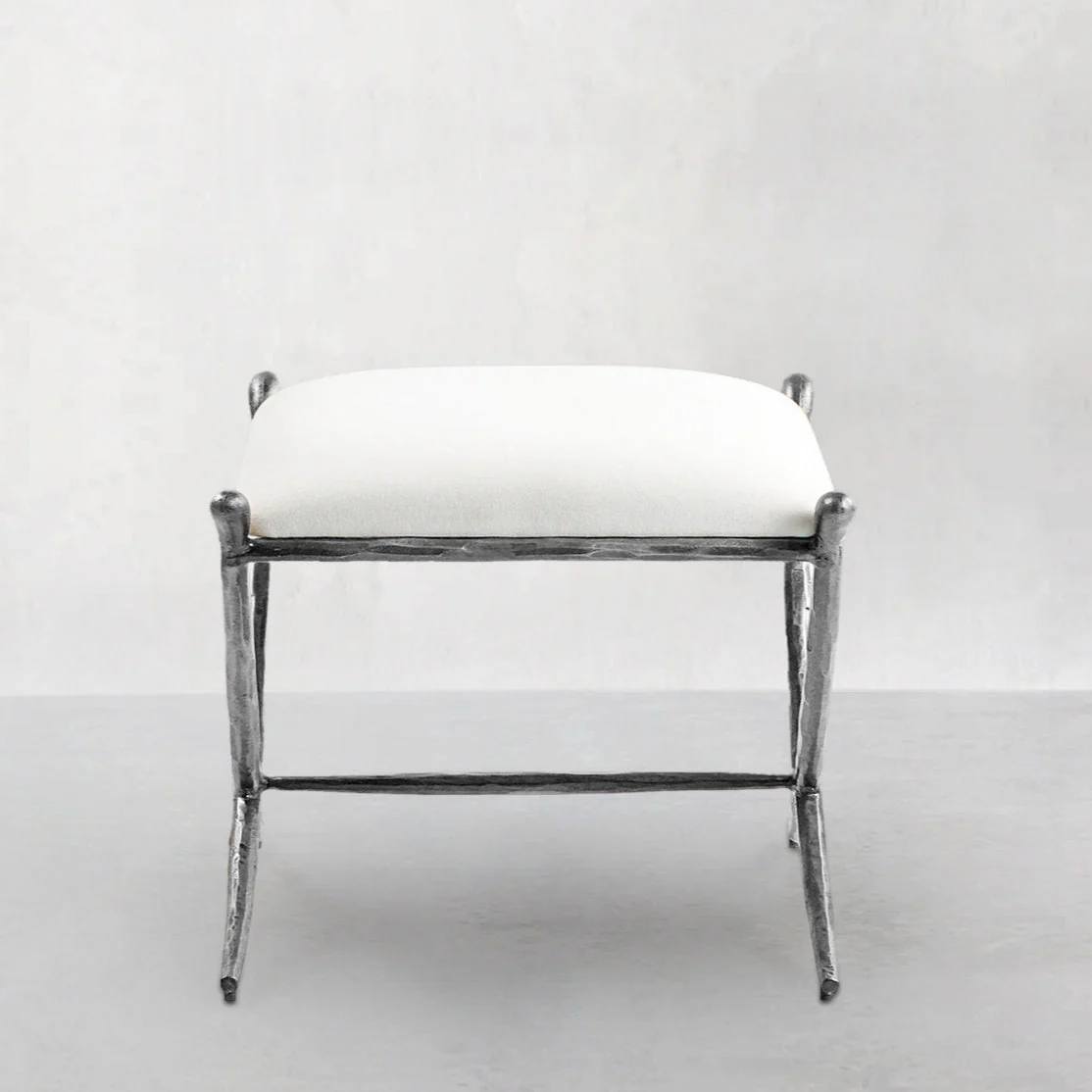 Hand-Forged Metal Horn Fabric Base Stool - Image 4