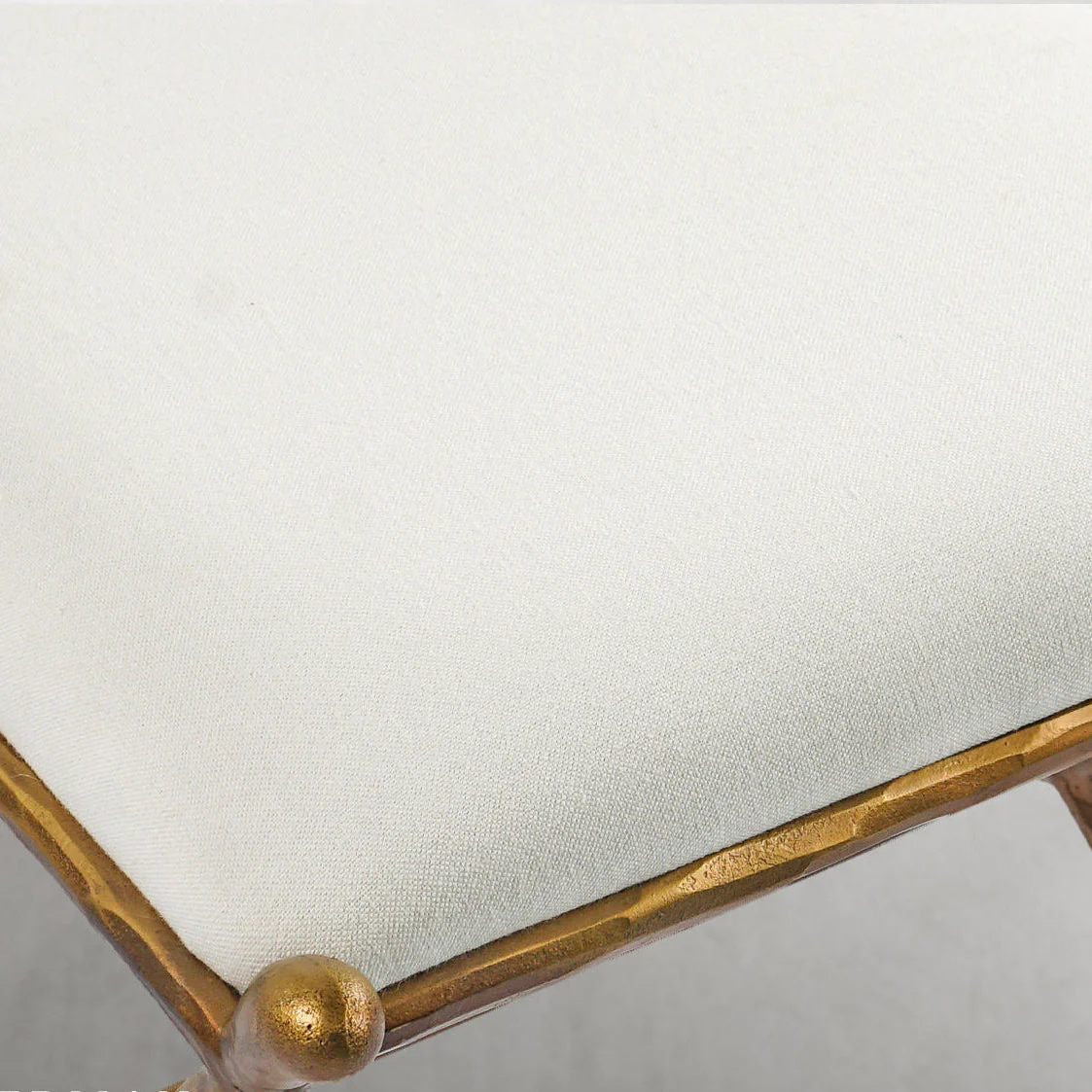 Hand-Forged Metal Horn Fabric Base Stool - Image 6