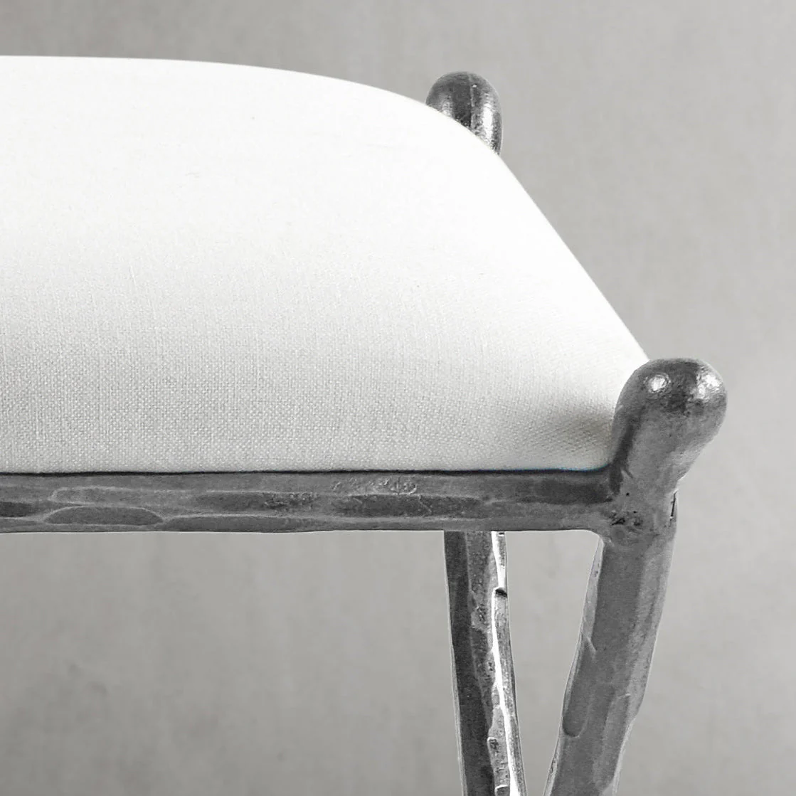 Hand-Forged Metal Horn Fabric Base Stool - Image 8