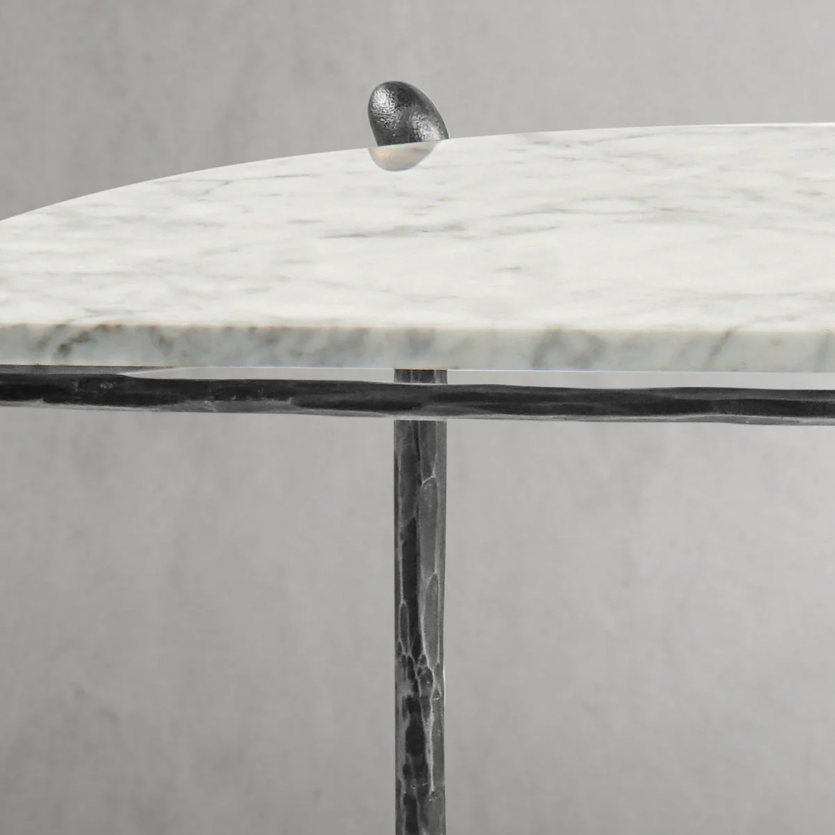 Hand-Forged Metal Horn Semi-Circle Marble Console Table - Image 18