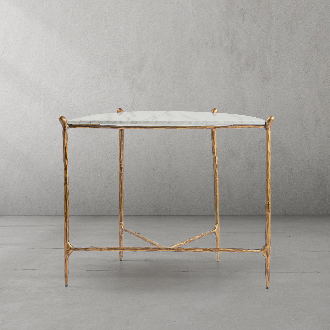 Hand-Forged Metal Horn Semi-Circle Marble Console Table - Image 22