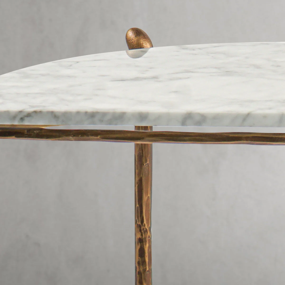 Hand-Forged Metal Horn Semi-Circle Marble Console Table - Image 5