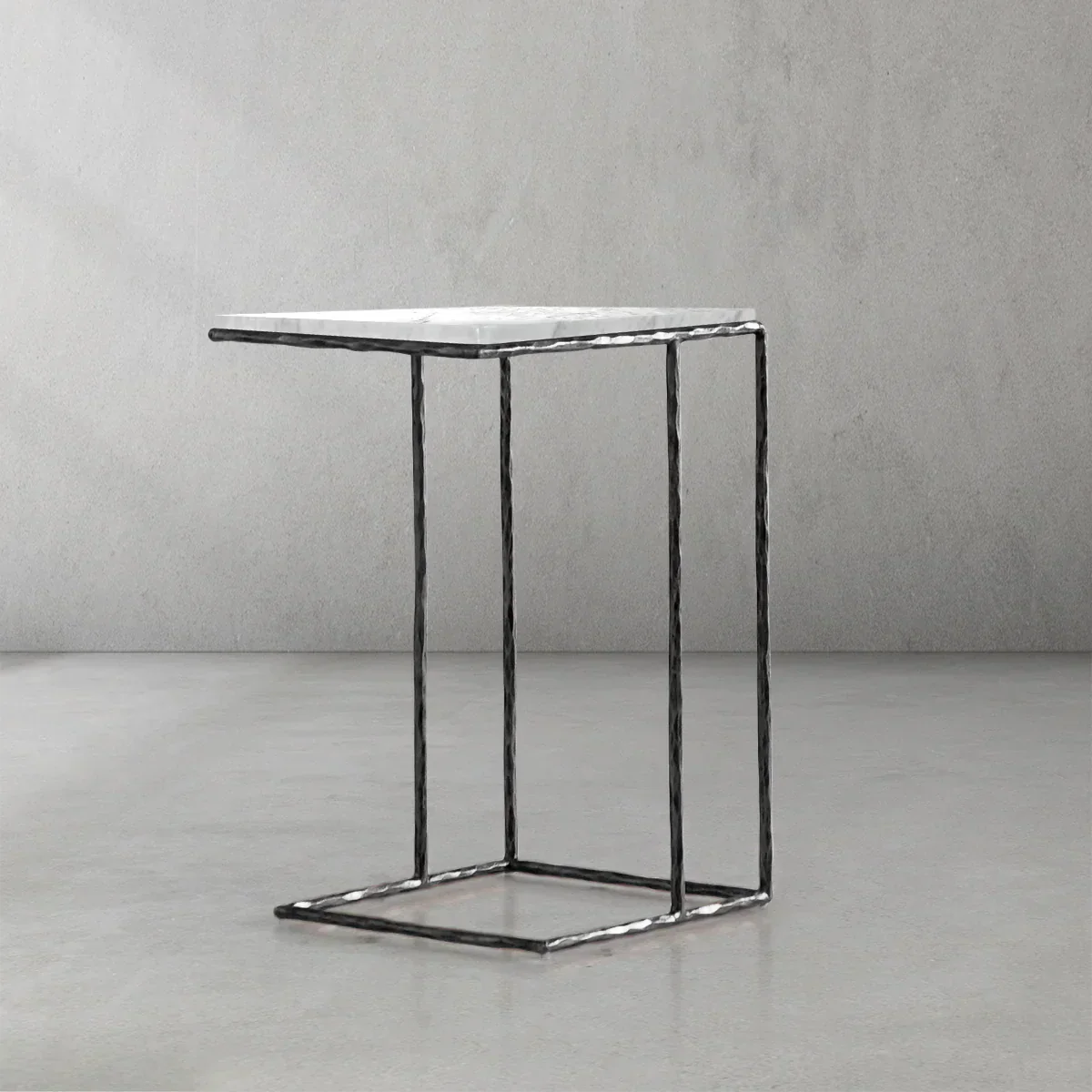 Hand-Forged Metal Mable C-Shaped Side Table - Image 3