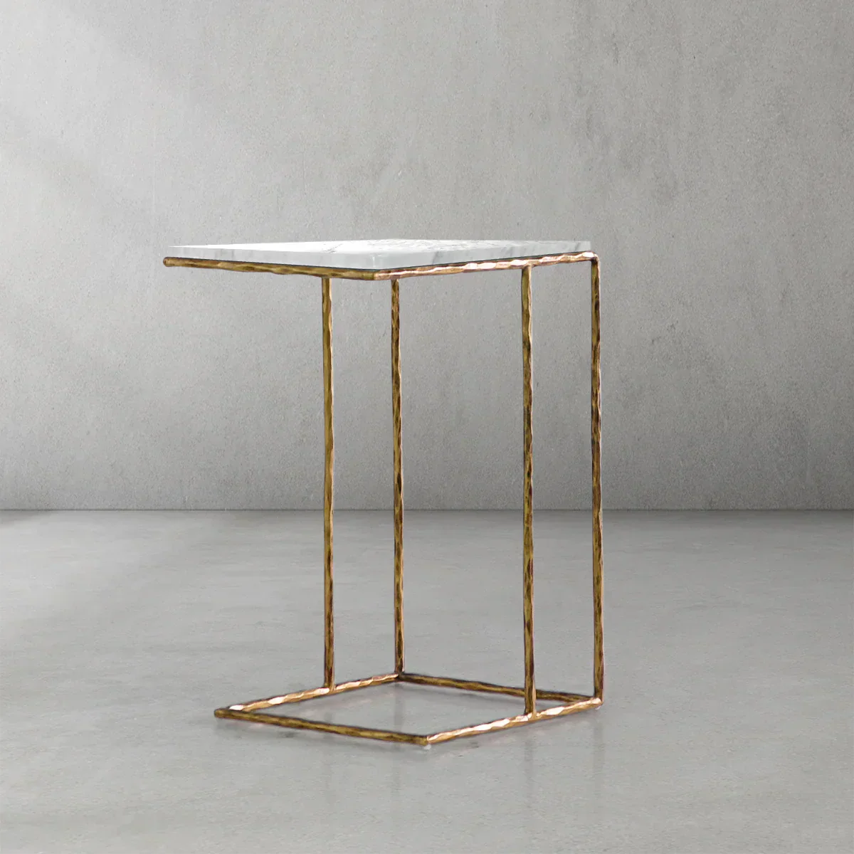 Hand-Forged Metal Mable C-Shaped Side Table - Image 4